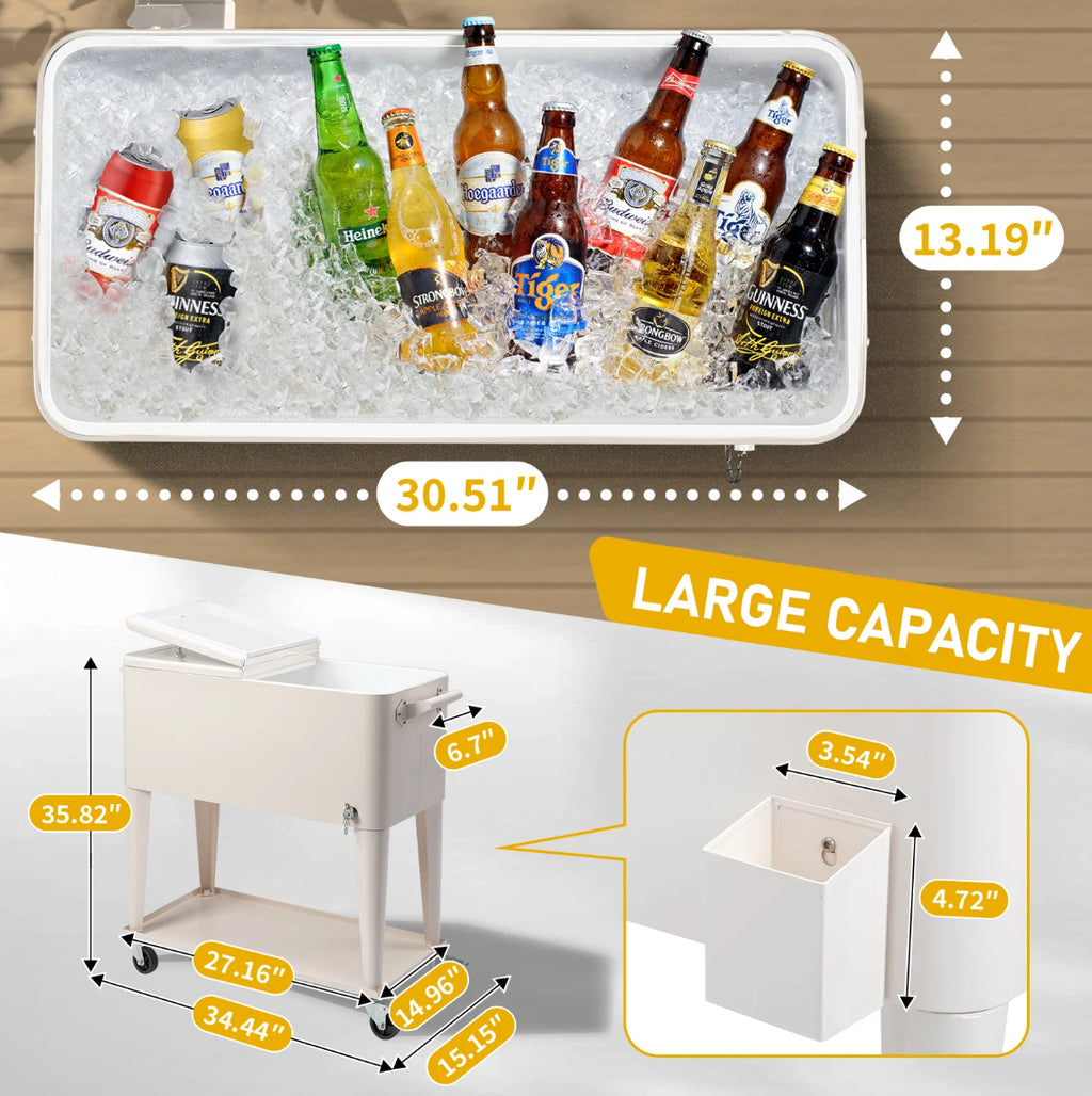 The Rolling Bar Cooler 80-Quart Entertaining Essential