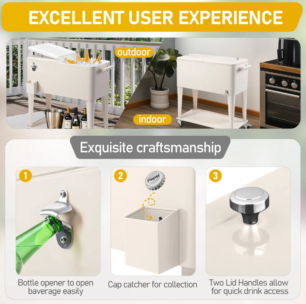 The Rolling Bar Cooler 80-Quart Entertaining Essential