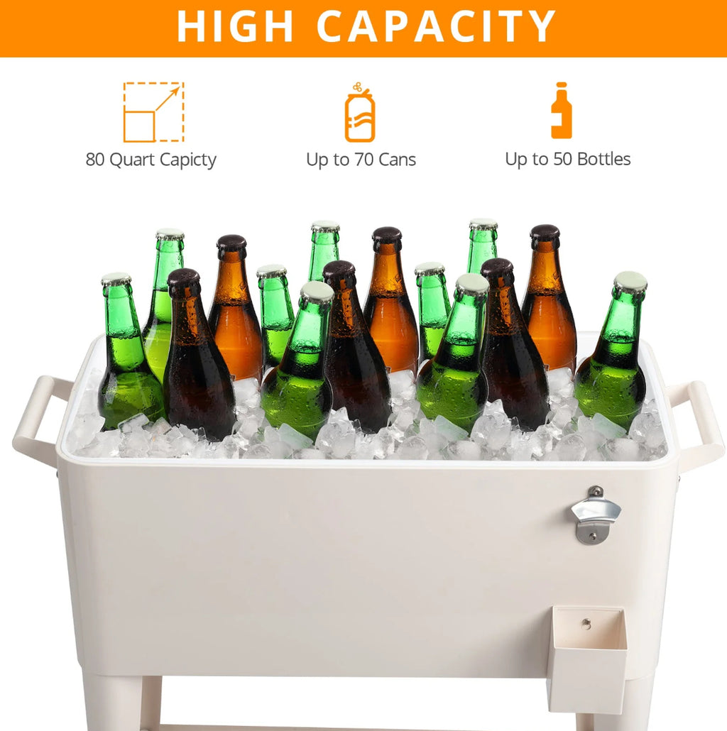 The Rolling Bar Cooler 80-Quart Entertaining Essential