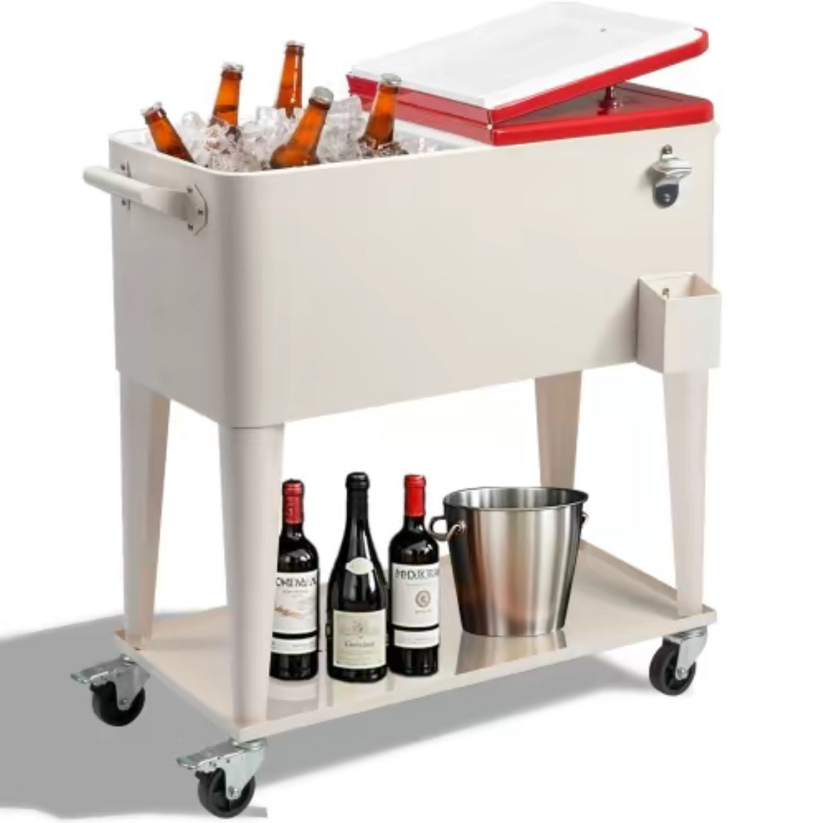 The Rolling Bar Cooler 80-Quart Entertaining Essential
