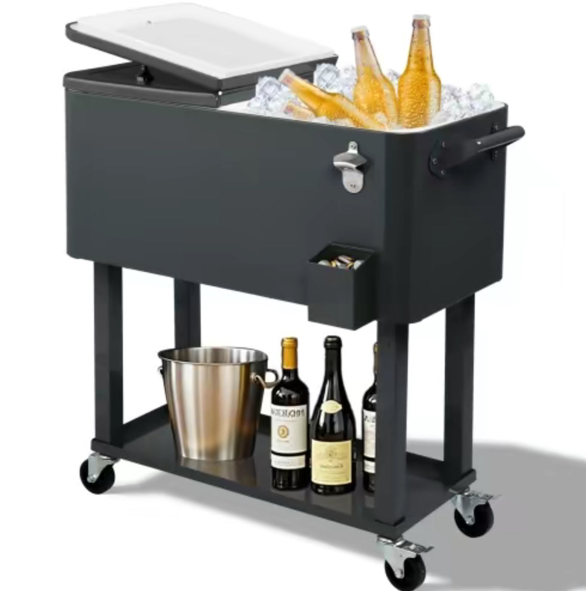 The Rolling Bar Cooler 80-Quart Entertaining Essential