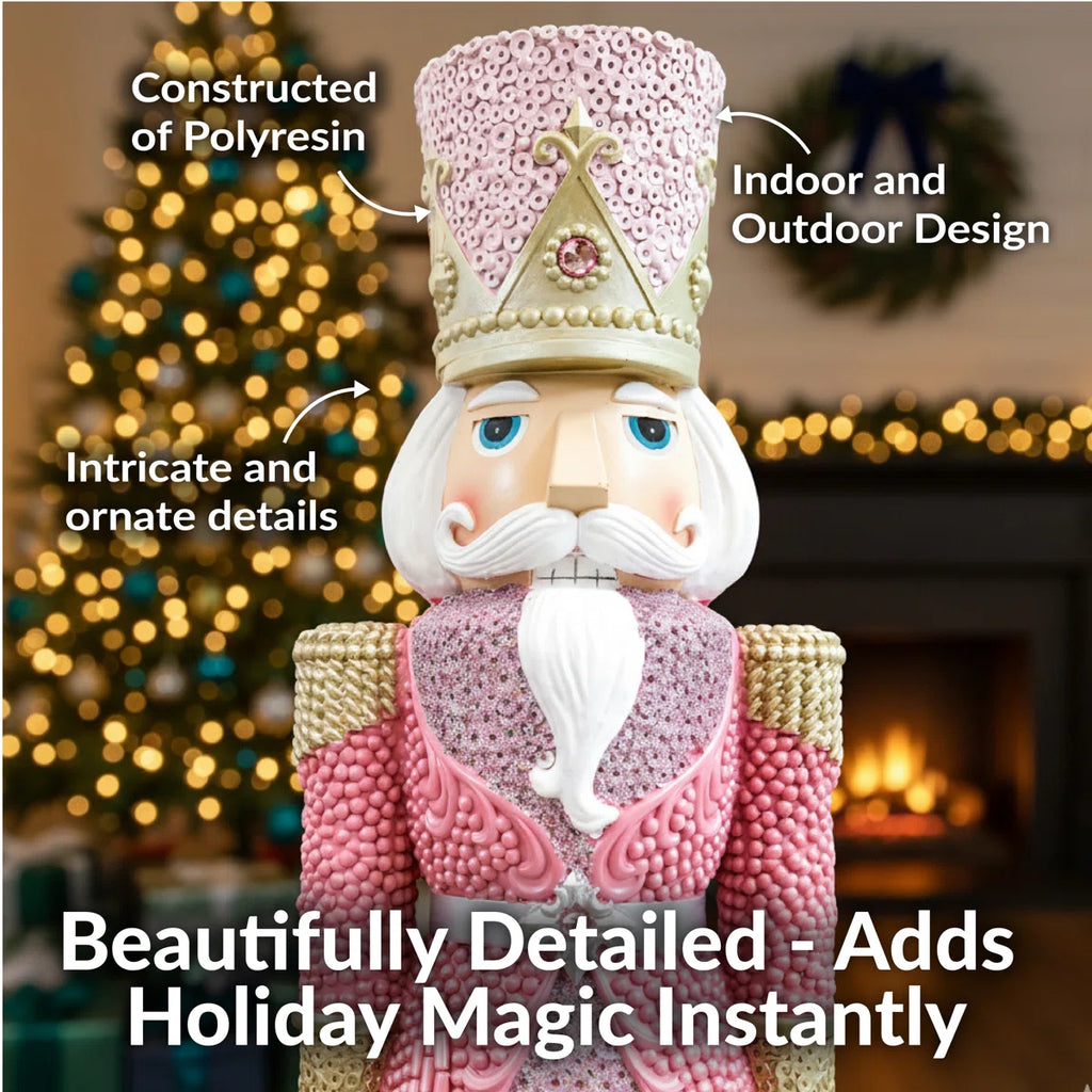 37” Pink Princely Nutcracker – Luxury Pinkmas Holiday Statue