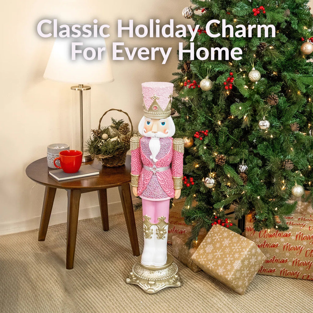 37” Pink Princely Nutcracker – Luxury Pinkmas Holiday Statue
