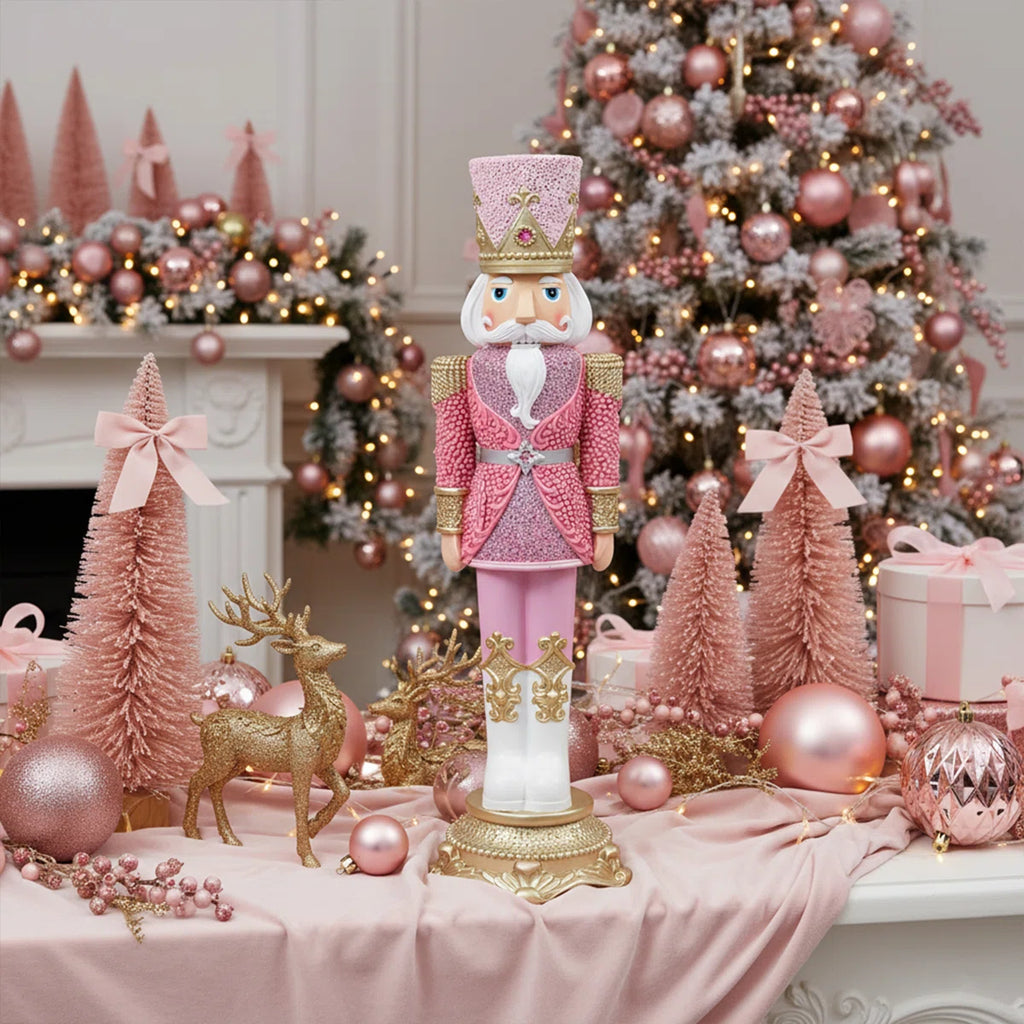 37” Pink Princely Nutcracker – Luxury Pinkmas Holiday Statue