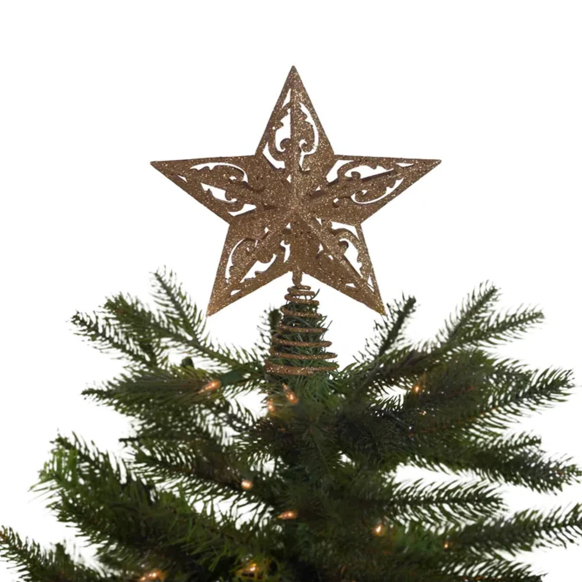 Gold Glittered 5-Point Star Christmas Tree Topper