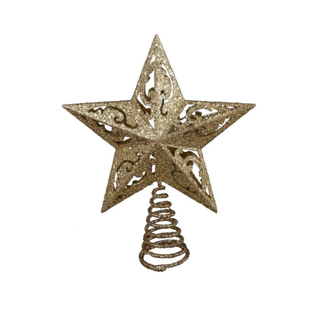 Gold Glittered 5-Point Star Christmas Tree Topper