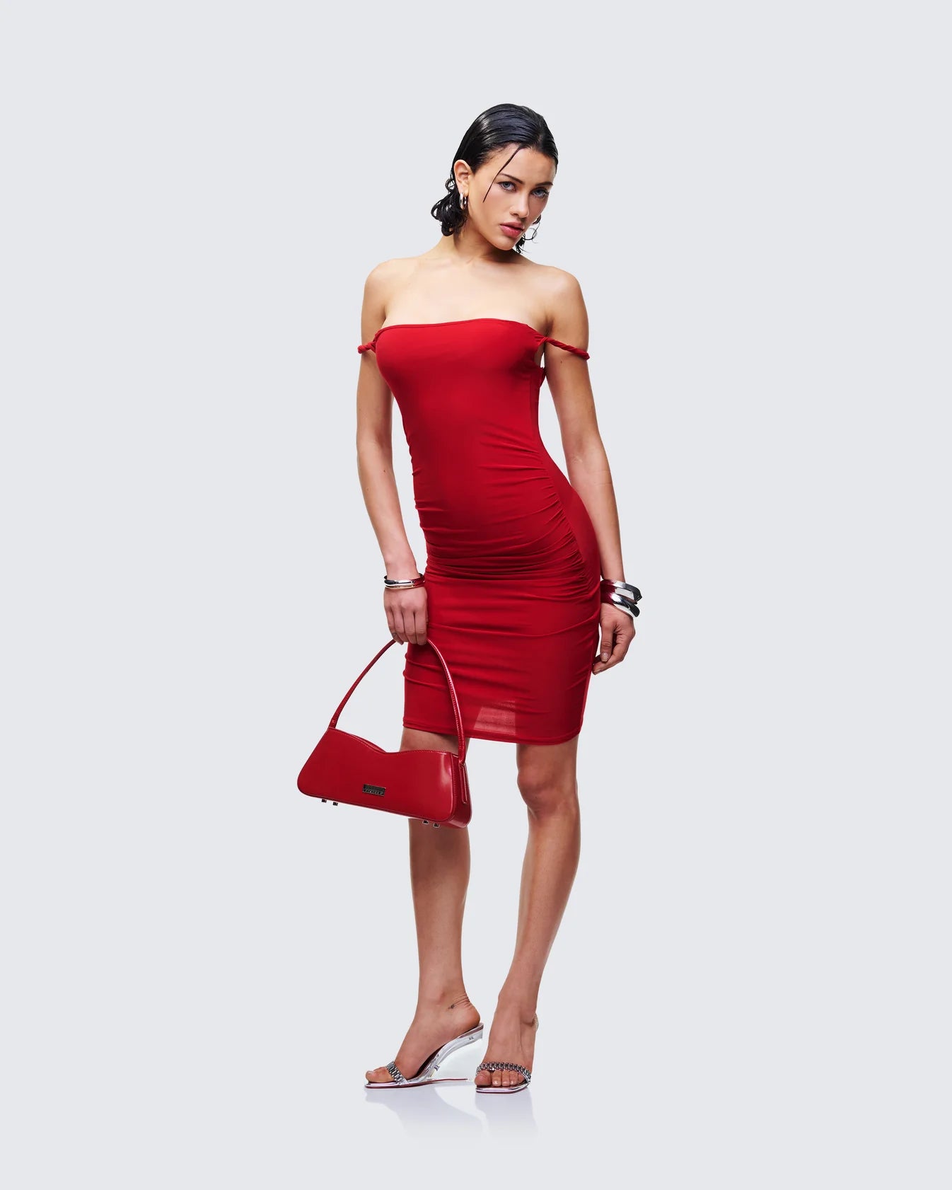 Red Twist Strap Mini Dress