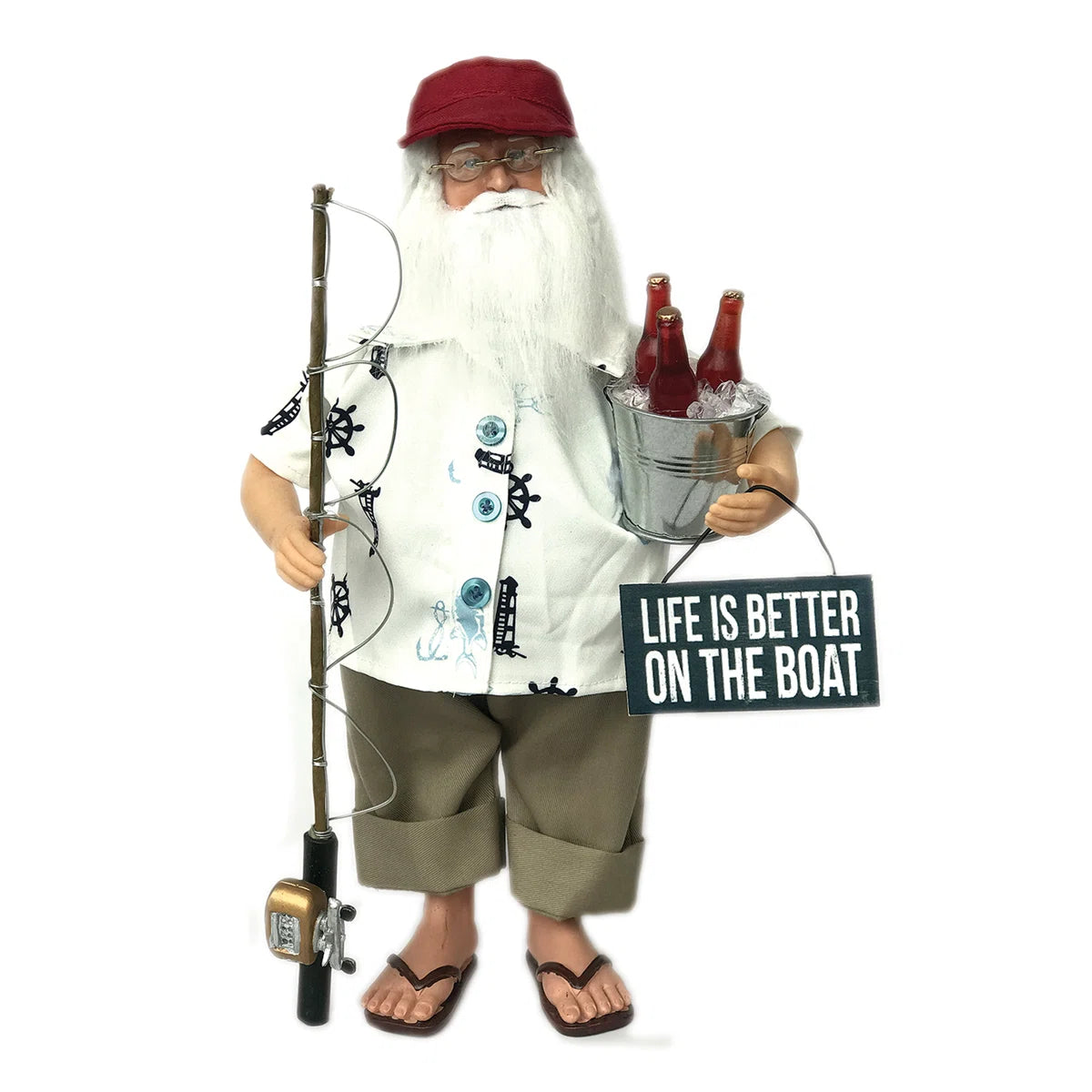 15” Life on the Boat Santa Figurine