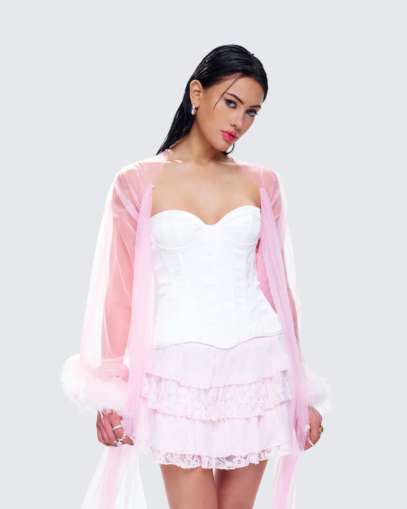 Pink Feather Trim Robe