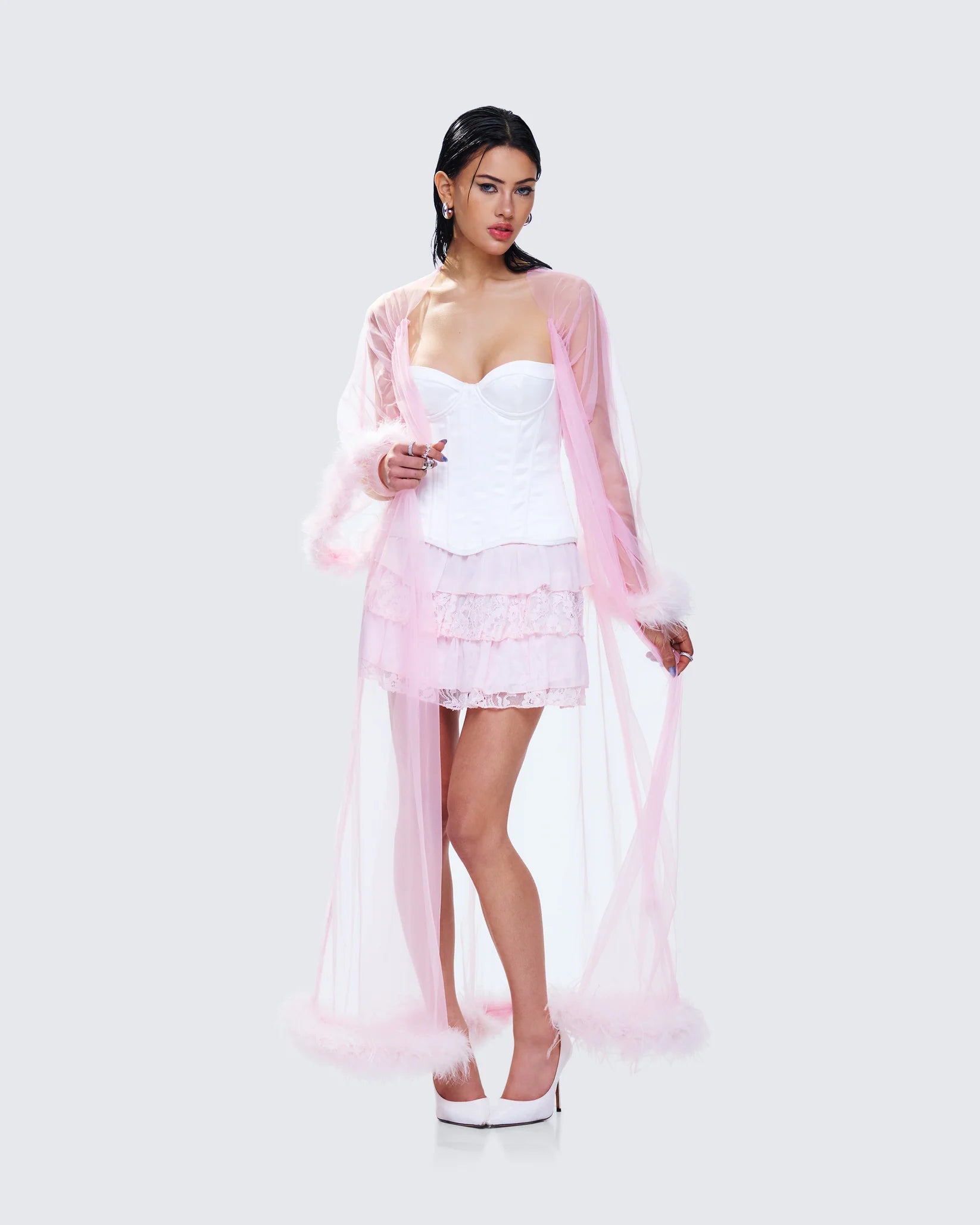 Pink Feather Trim Robe