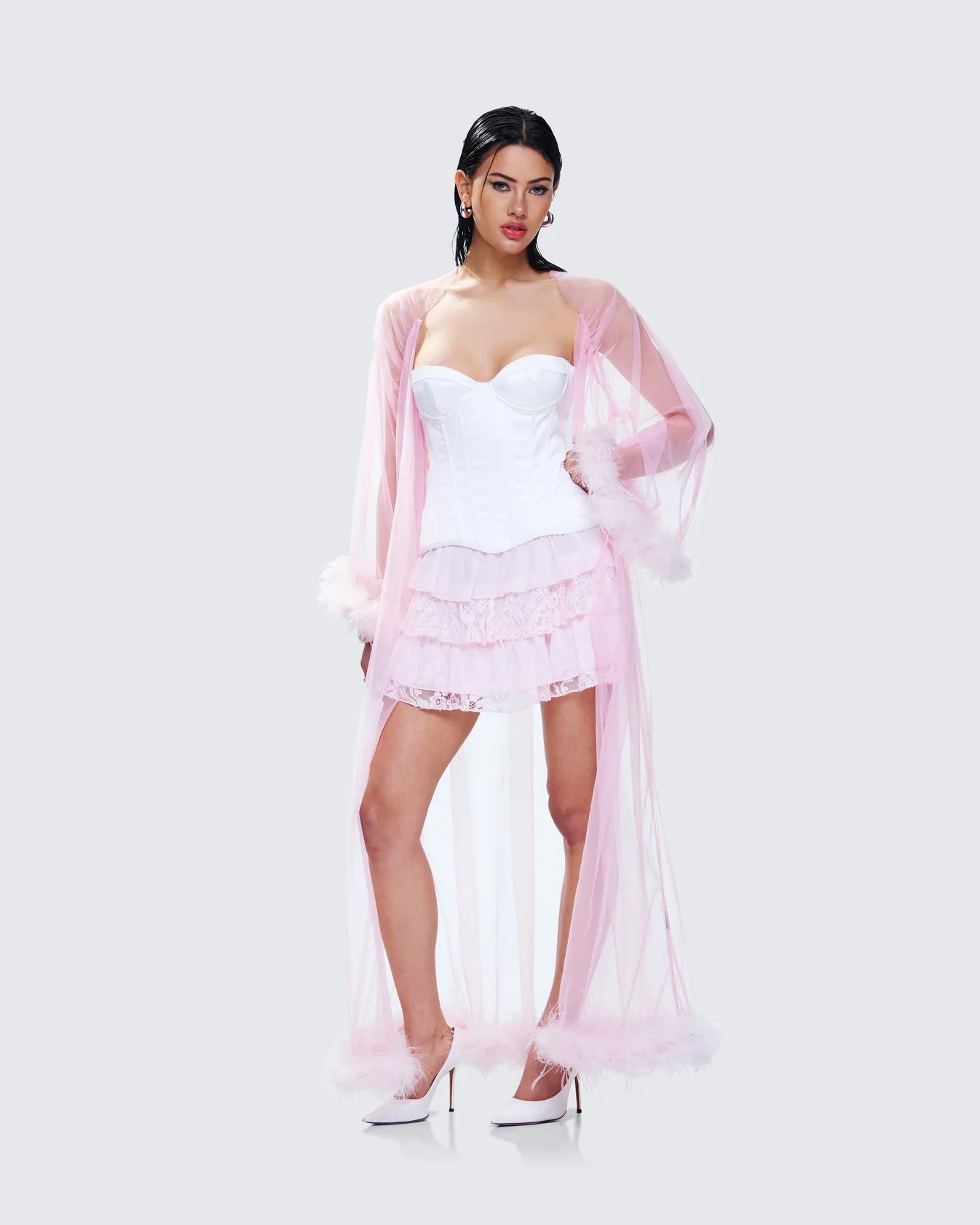 Pink Feather Trim Robe