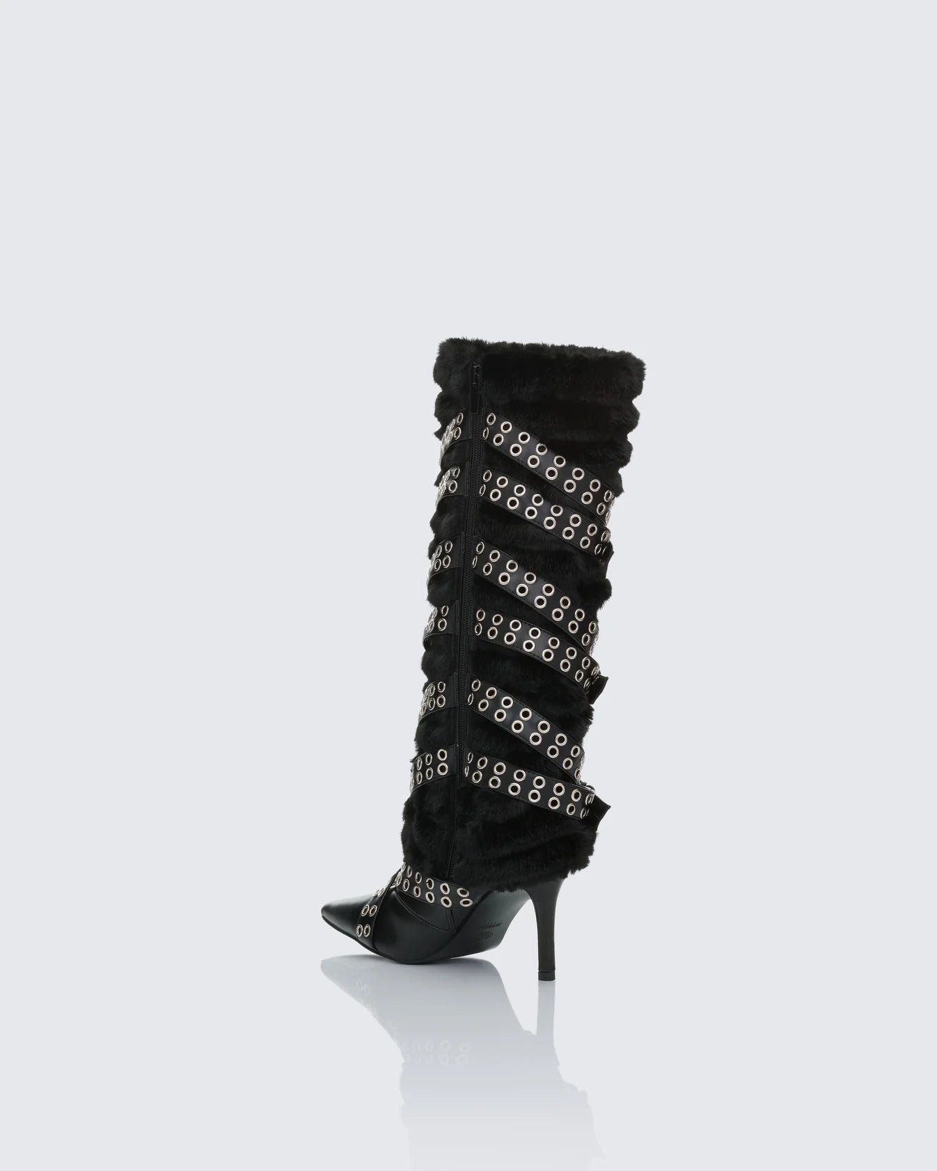 Fur Knee High Buckle Strapped Boot