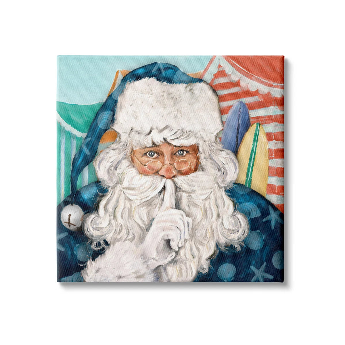 Vintage Coastal Santa Wall Art – Framed Holiday Print