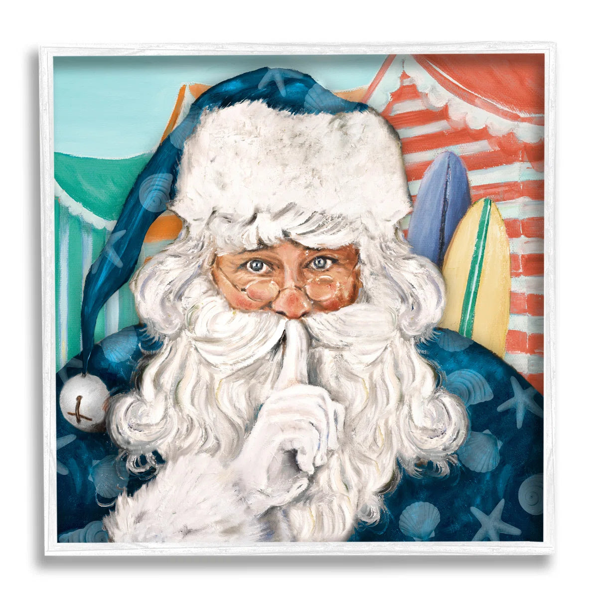 Vintage Coastal Santa Wall Art – Framed Holiday Print