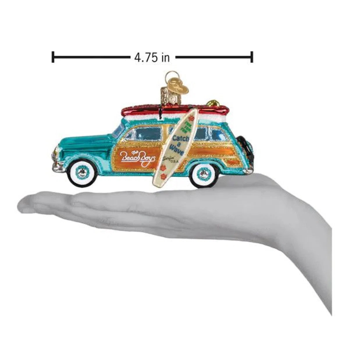 The Beach Boys “Surfin’ Woody” Glass Christmas Ornament