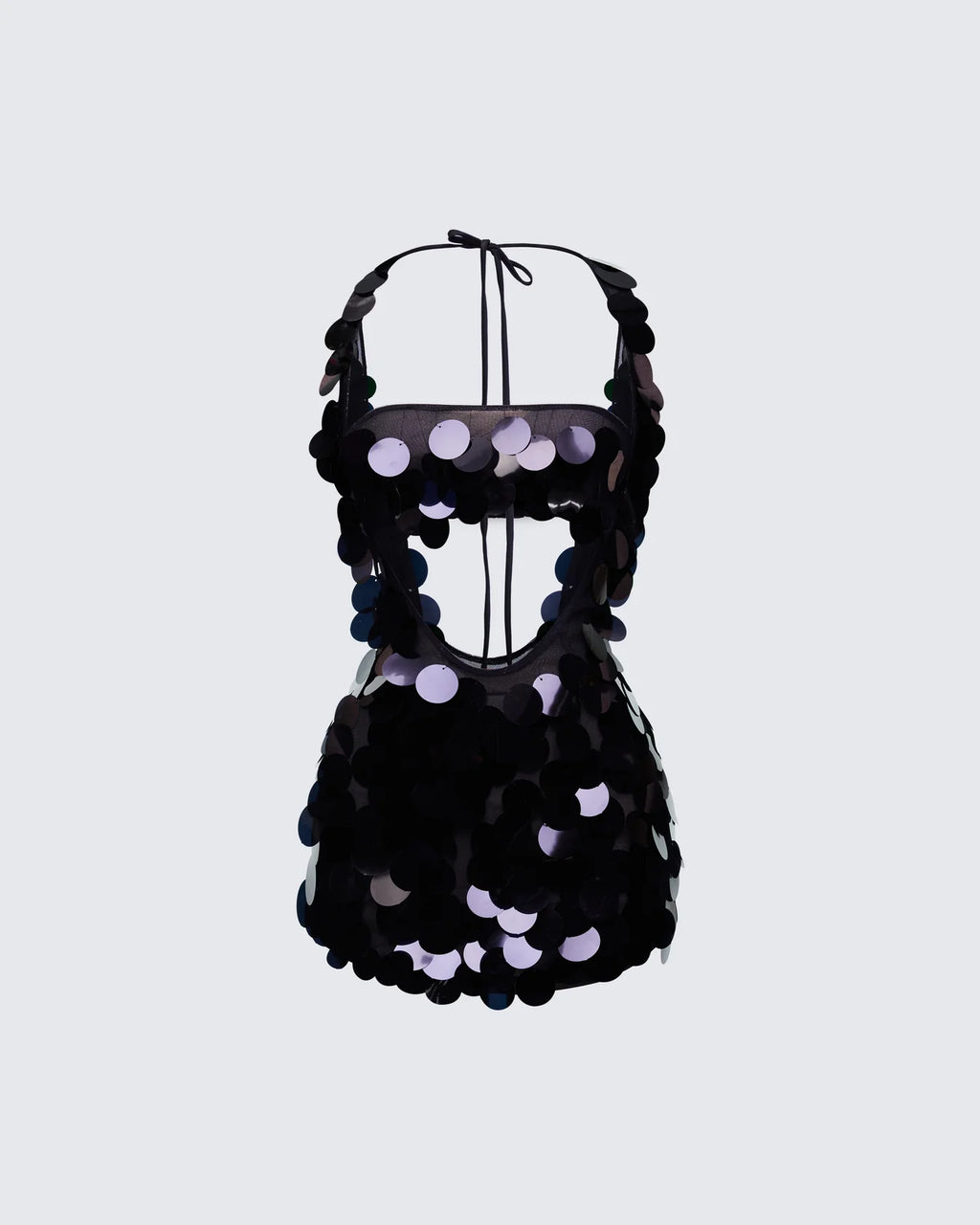 Black Sequin Plunge Dress