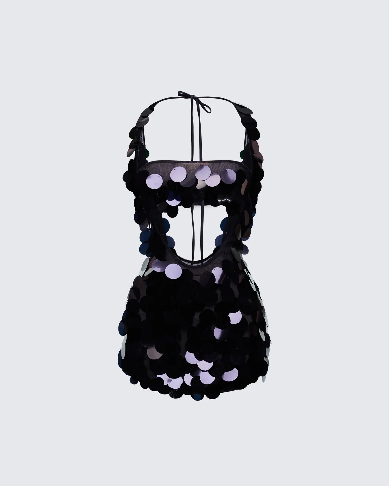 Black Sequin Plunge Dress