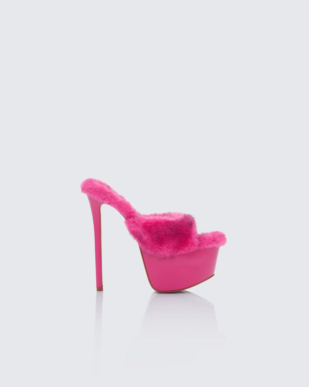 Pink Fur Platform Mules