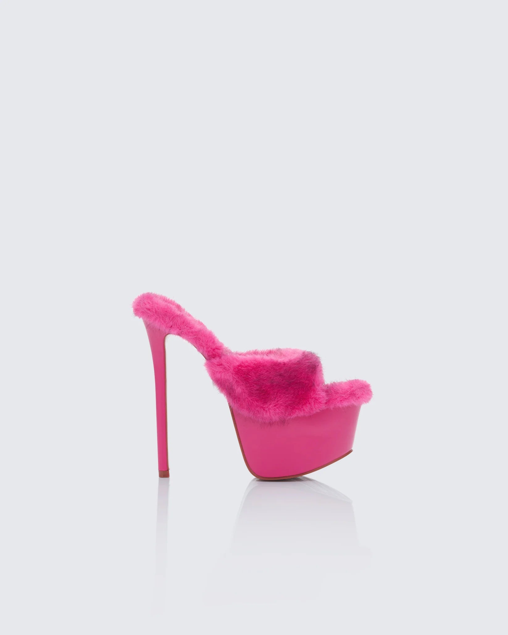 Pink Fur Platform Mules