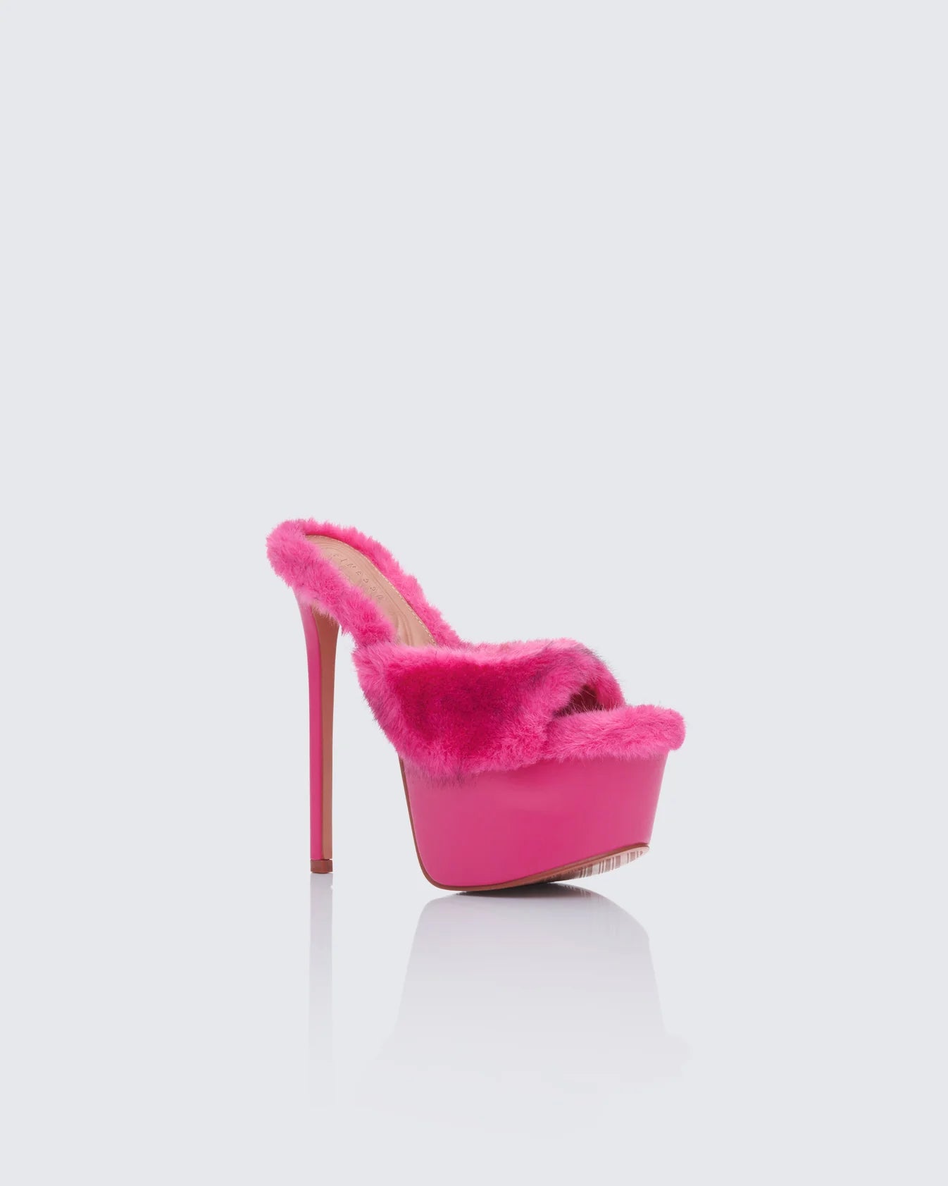 Pink Fur Platform Mules