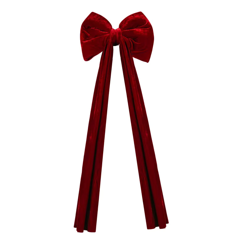 Velvet Christmas Tree Bow – Elegant Red Hanging Holiday Decoration