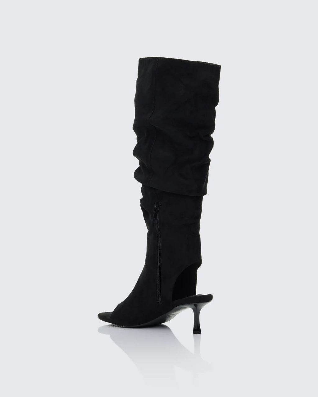 Suede Open Toe Slouch Boots