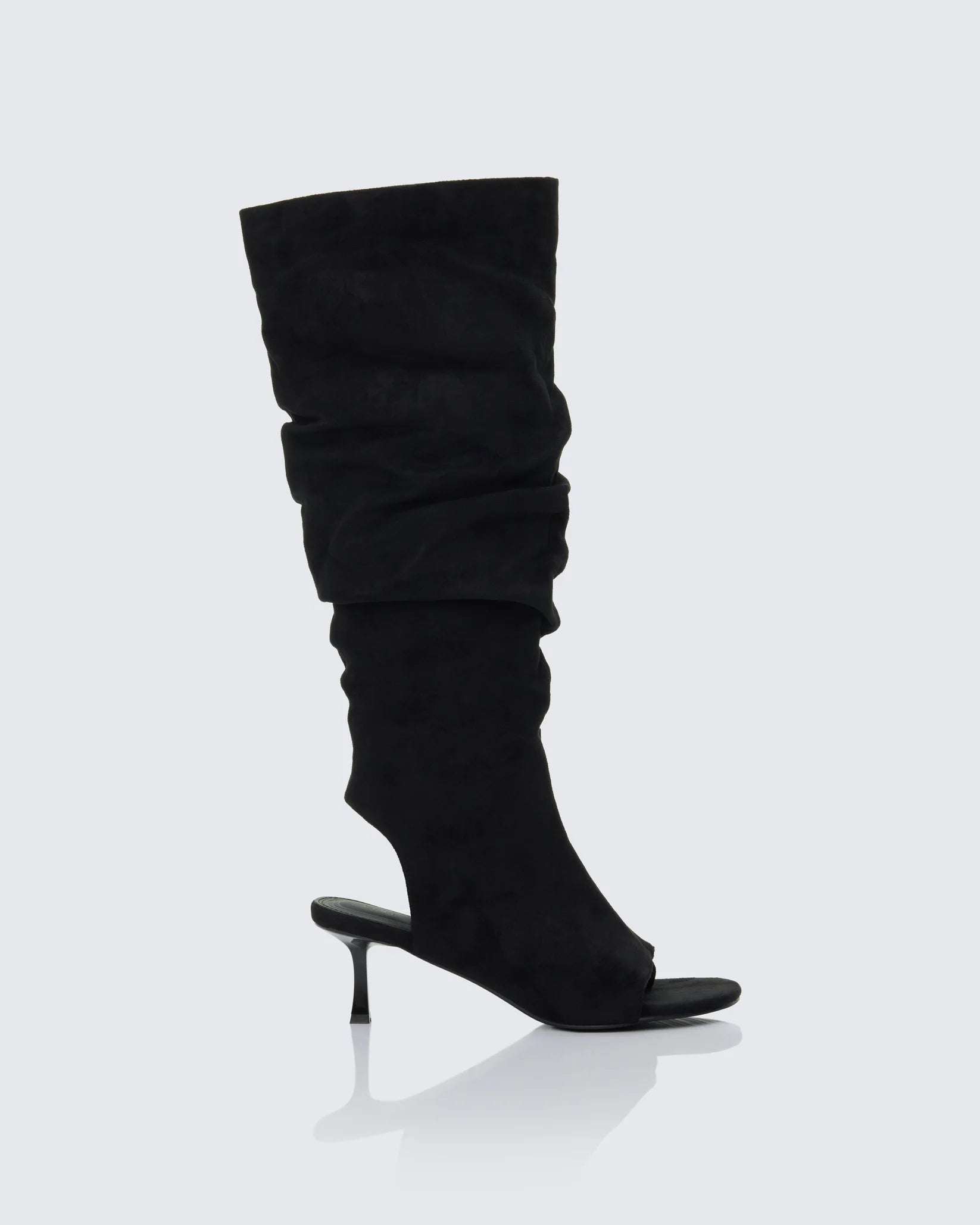 Suede Open Toe Slouch Boots