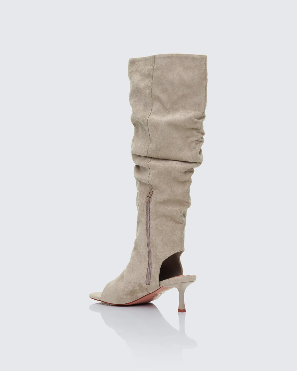 Suede Open Toe Slouch Boots
