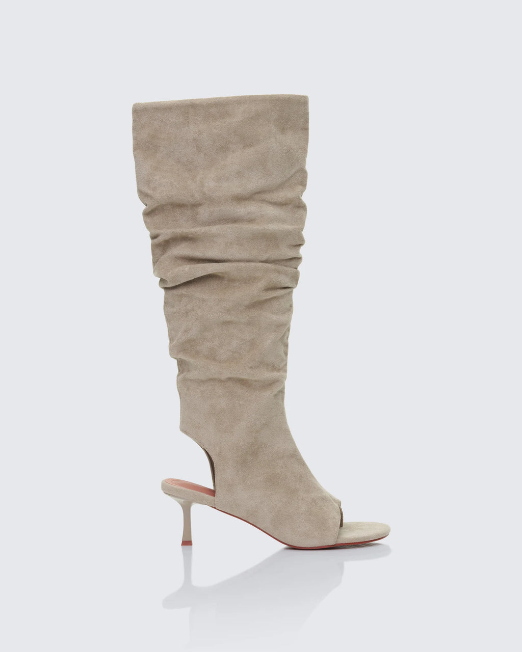 Suede Open Toe Slouch Boots