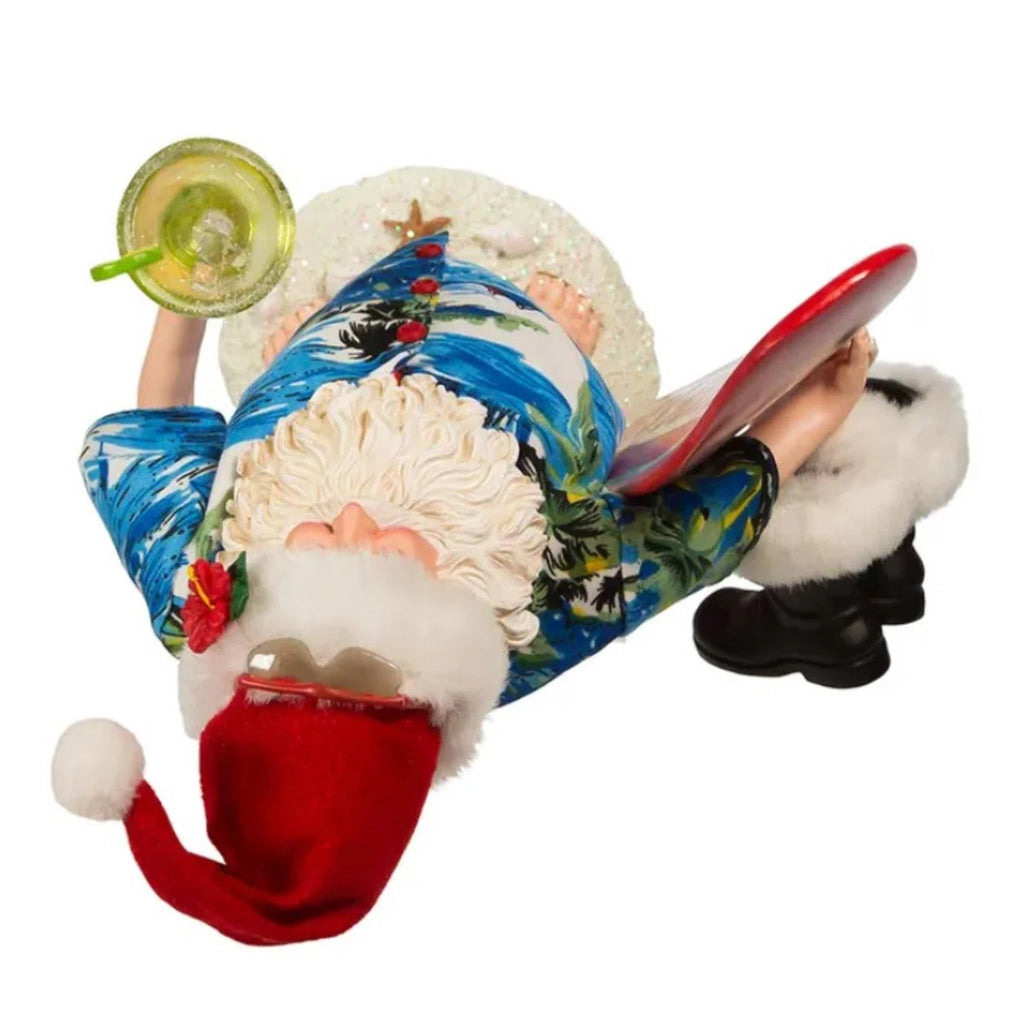 Surf’s Up Santa Figurine – 11” Coastal Christmas Decor
