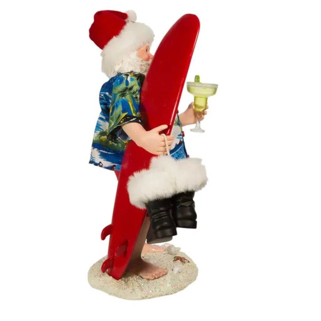 Surf’s Up Santa Figurine – 11” Coastal Christmas Decor