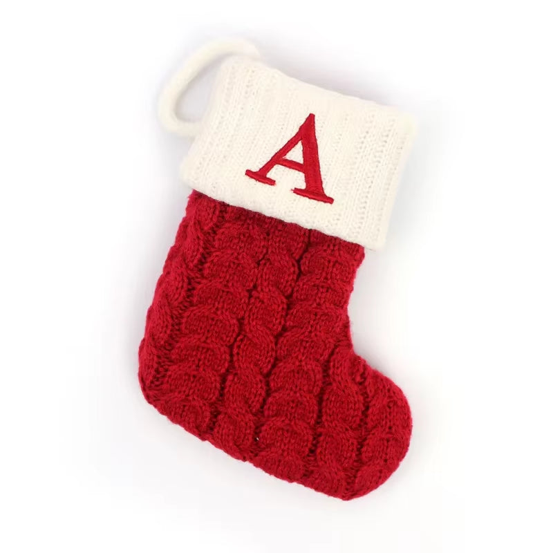Christmas Socks Letters Christmas Knitting Stocking Tree Pendant Decorations Christmas Socks Red Snowflake