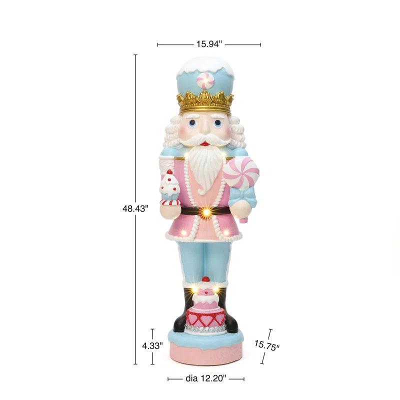 Lighted Nutcracker Pink Soldier with Cake, Battery Operated Holiday Decoration