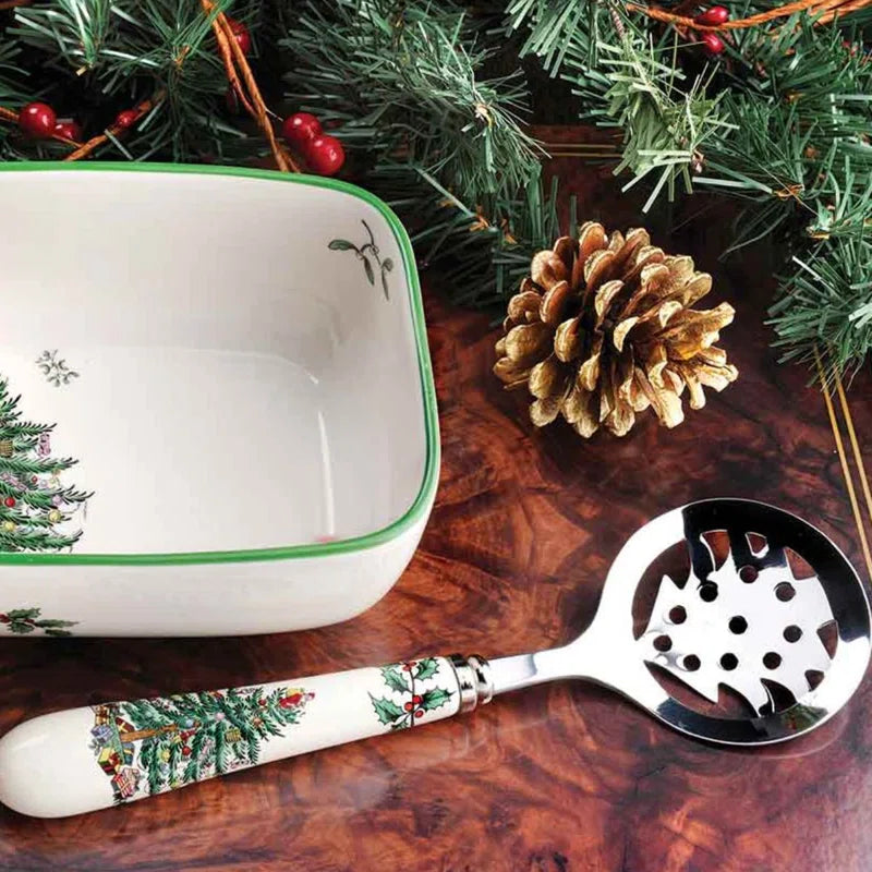 Christmas Tree Cranberry Srvr W-Slotted Spoon
