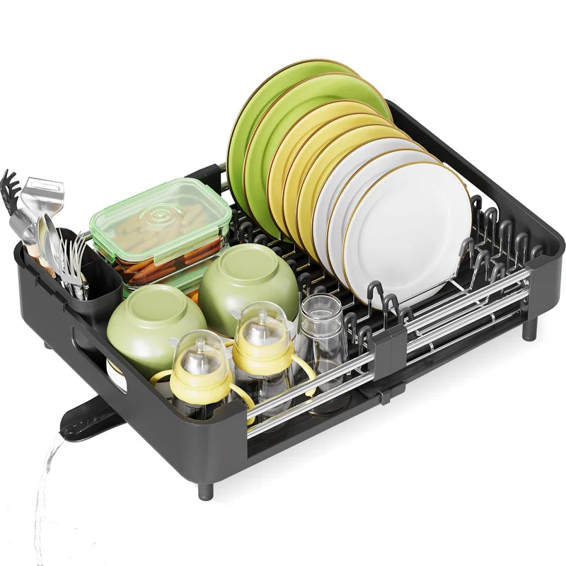 Adjustable Stainless Steel Kitchen Dish Rack, Extendable Dish Drying Rack,Plate Rack, Extra Large Capacity Dish Drainer