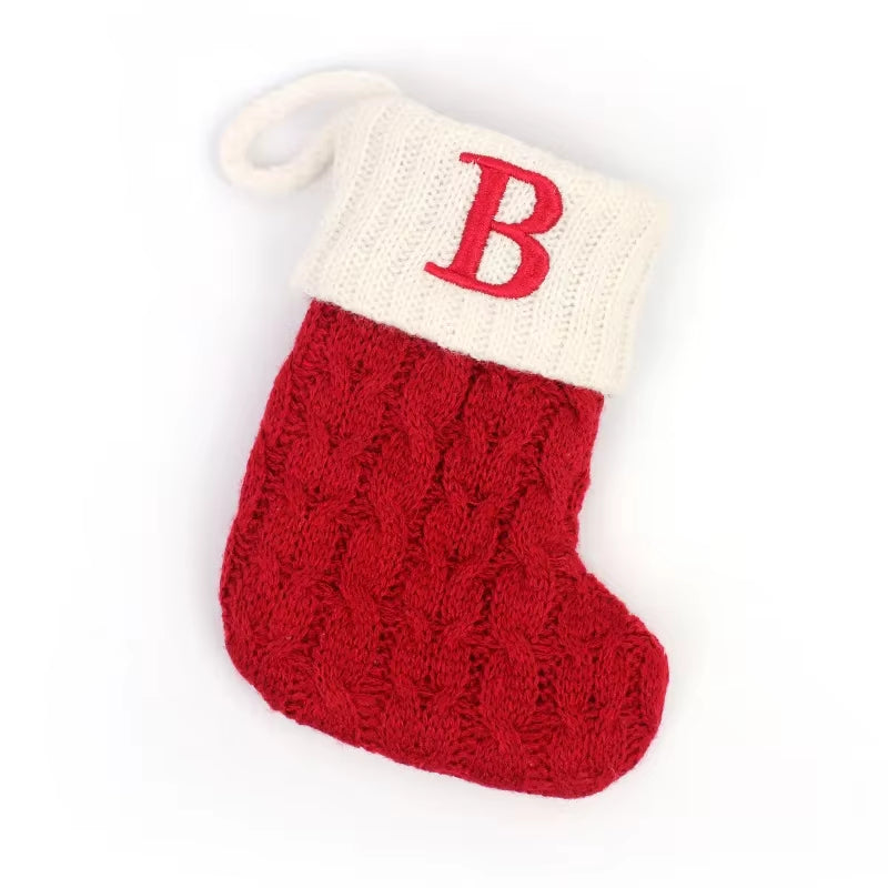 Christmas Socks Letters Christmas Knitting Stocking Tree Pendant Decorations Christmas Socks Red Snowflake