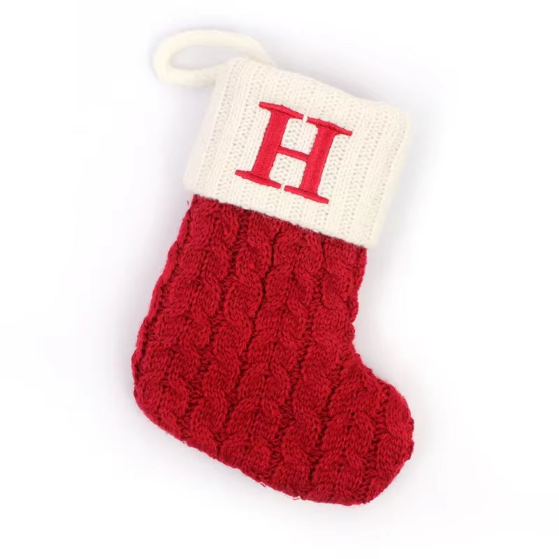 Christmas Socks Letters Christmas Knitting Stocking Tree Pendant Decorations Christmas Socks Red Snowflake