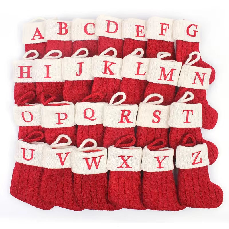 Christmas Socks Letters Christmas Knitting Stocking Tree Pendant Decorations Christmas Socks Red Snowflake