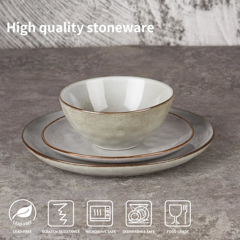 Leny 12-Piece Stoneware Dinnerware Set - Service for 4