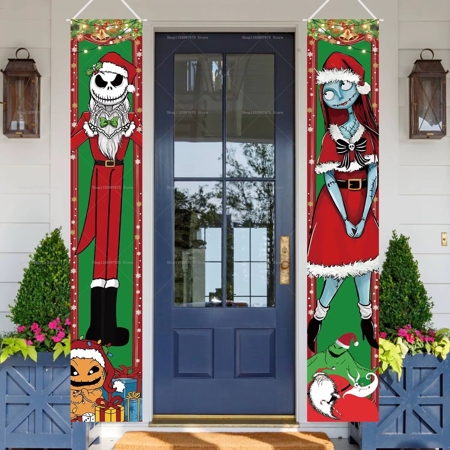 The Nightmare before Christmas Jack Banners Xmas Party Decorations Couplets Porch Signs Indoor Outdoor Wall Hanging Banners