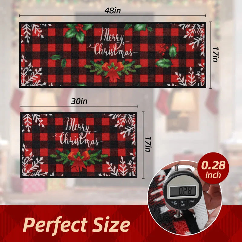 Christmas Kitchen Rugs Set of 2 Xmas Kitchen Mats for Winter Floor Decor or Kitchen Farmhouse