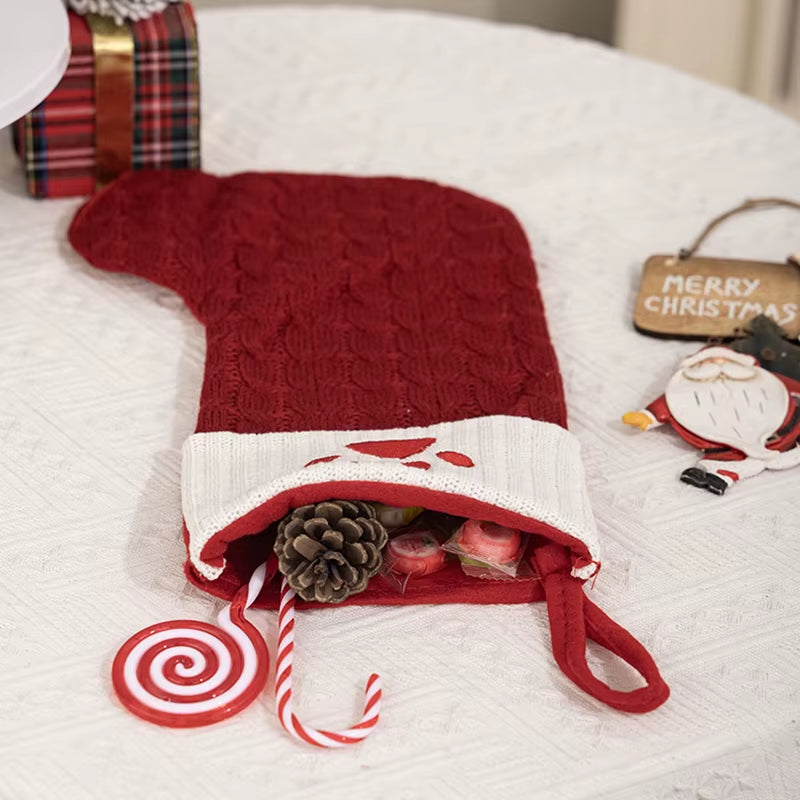 Christmas Socks Letters Christmas Knitting Stocking Tree Pendant Decorations Christmas Socks Red Snowflake