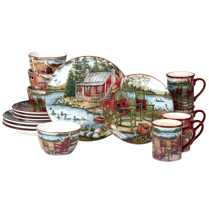 Lake Retreat 16Pc Dinnerware Set