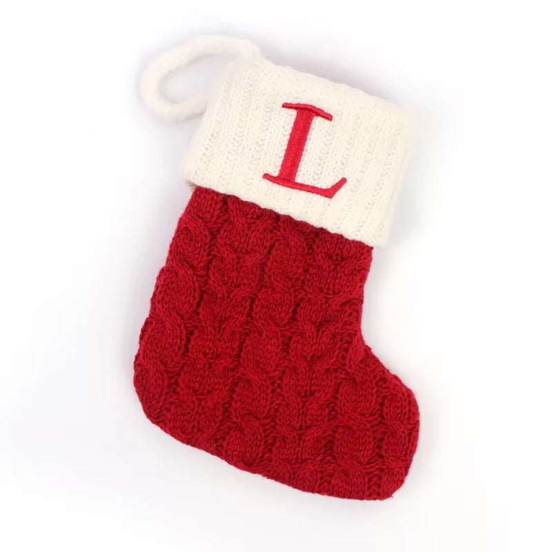 Christmas Socks Letters Christmas Knitting Stocking Tree Pendant Decorations Christmas Socks Red Snowflake