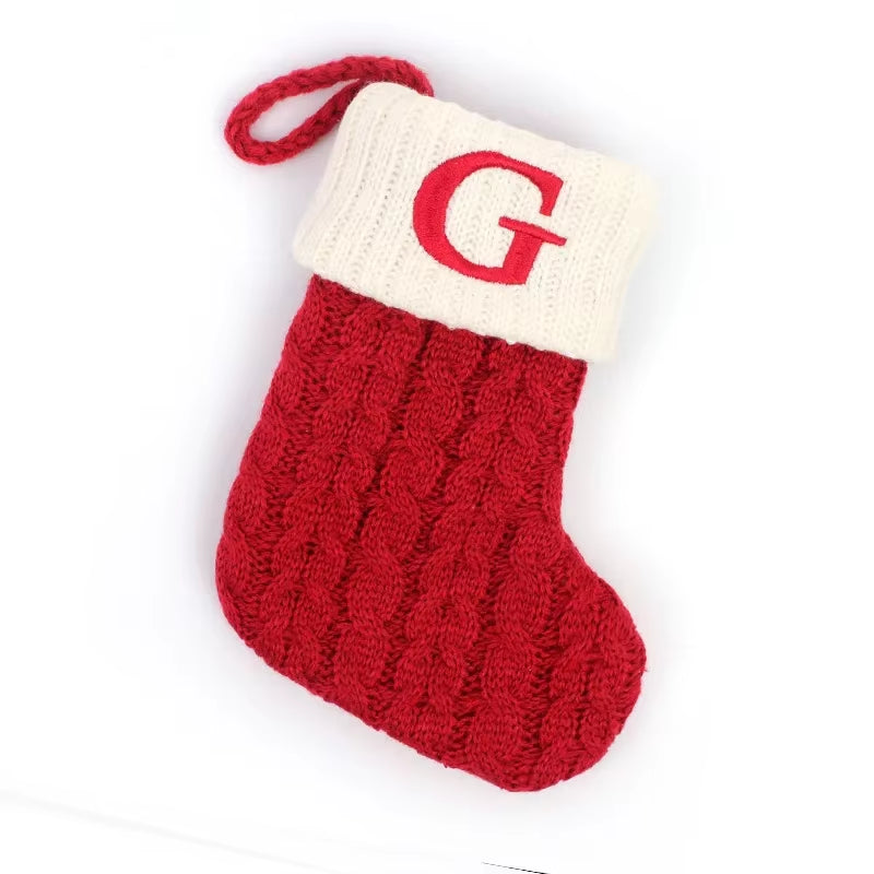 Christmas Socks Letters Christmas Knitting Stocking Tree Pendant Decorations Christmas Socks Red Snowflake
