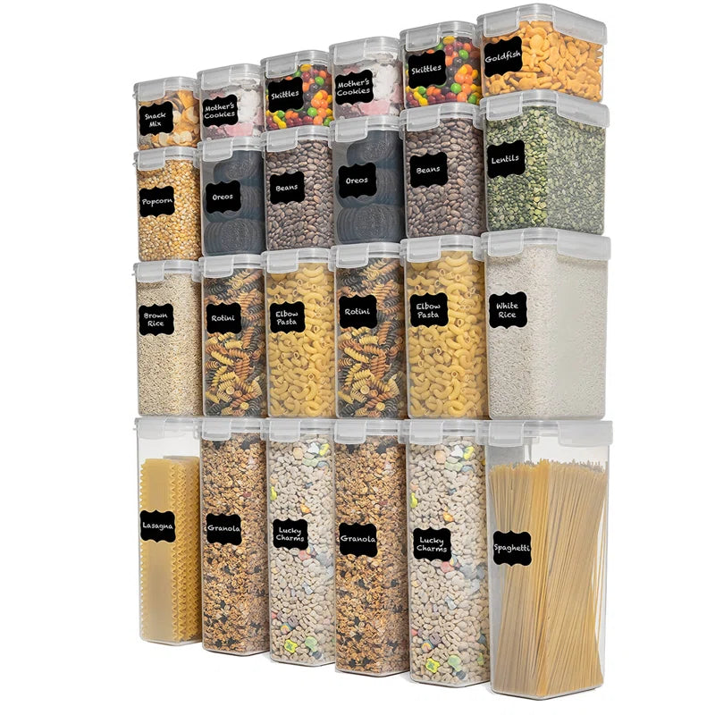 Daleah Stackable Airtight Sealed Food Storage Containers -24 Pieces, Kitchen Organization Set, Free of Bisphenol A, Used for Storage Rooms and Grain Storage
