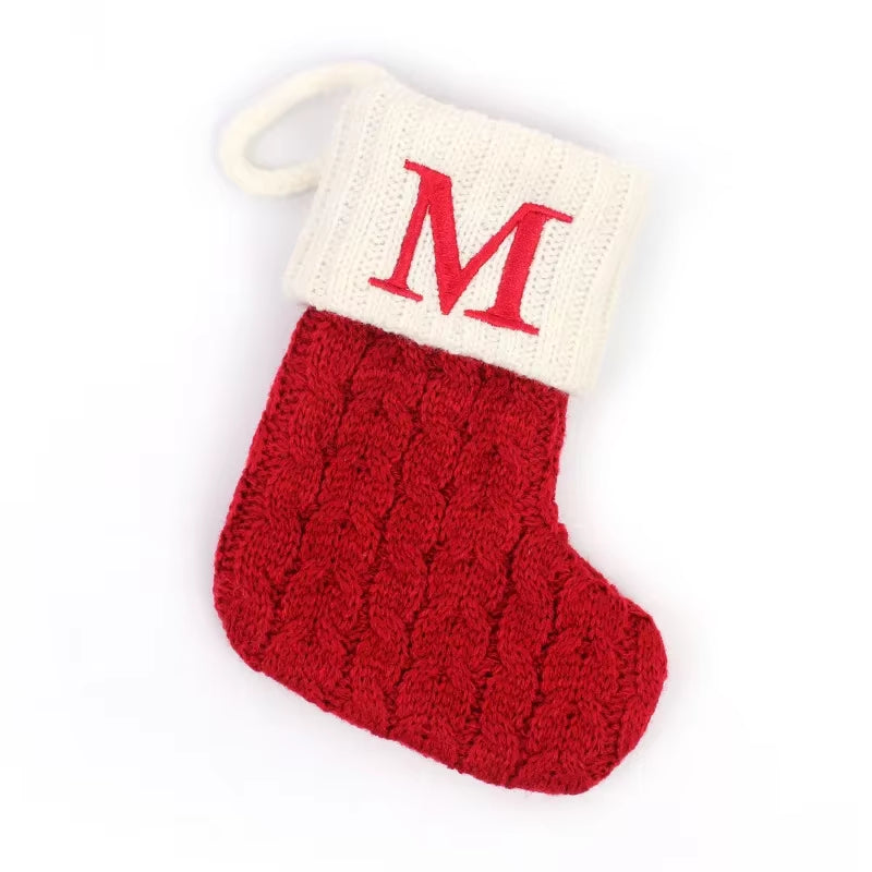 Christmas Socks Letters Christmas Knitting Stocking Tree Pendant Decorations Christmas Socks Red Snowflake